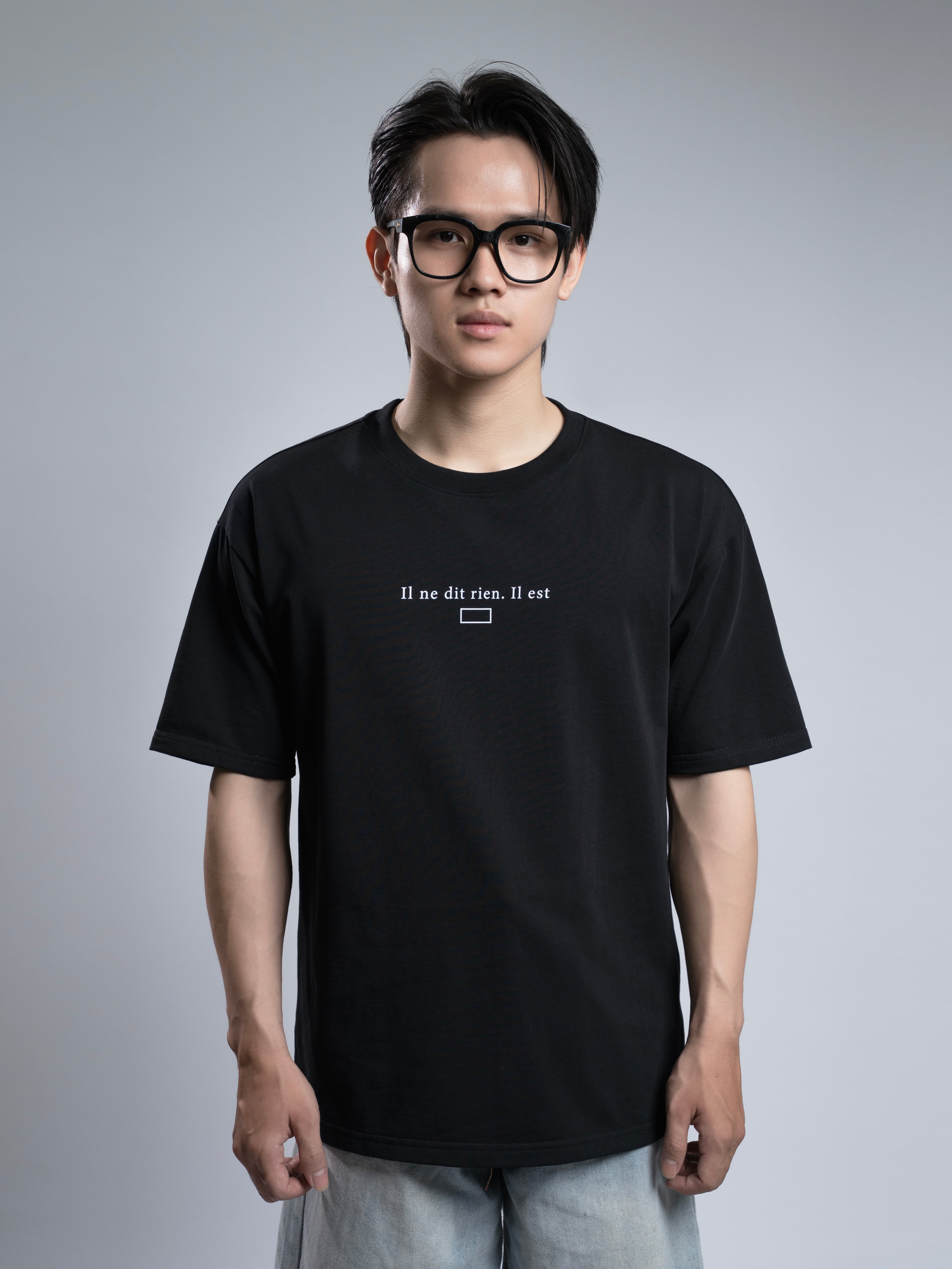 Áo Thun Nam Cotton Đen Il ne dit rien