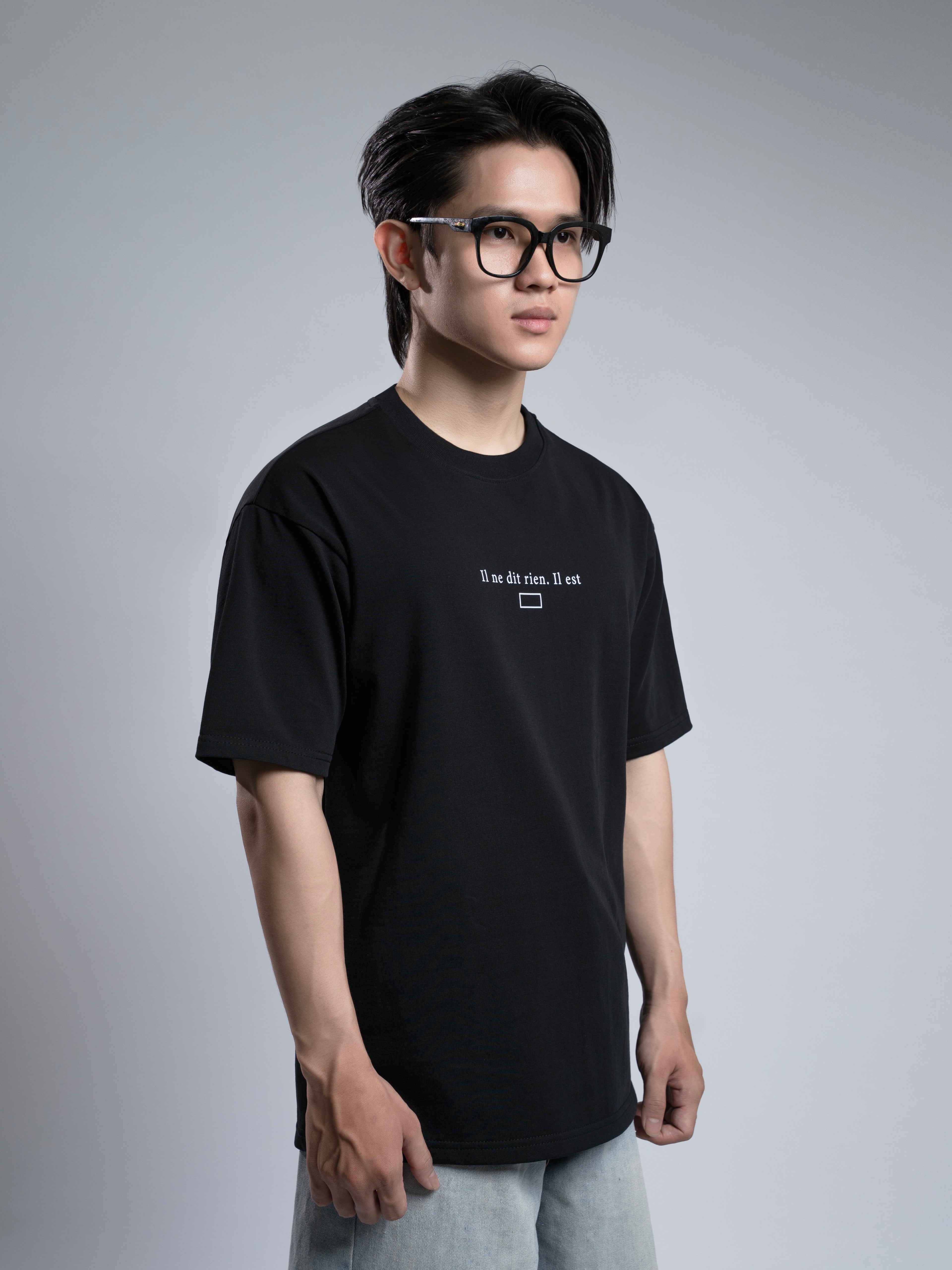 Áo Thun Nam Cotton Đen Il ne dit rien