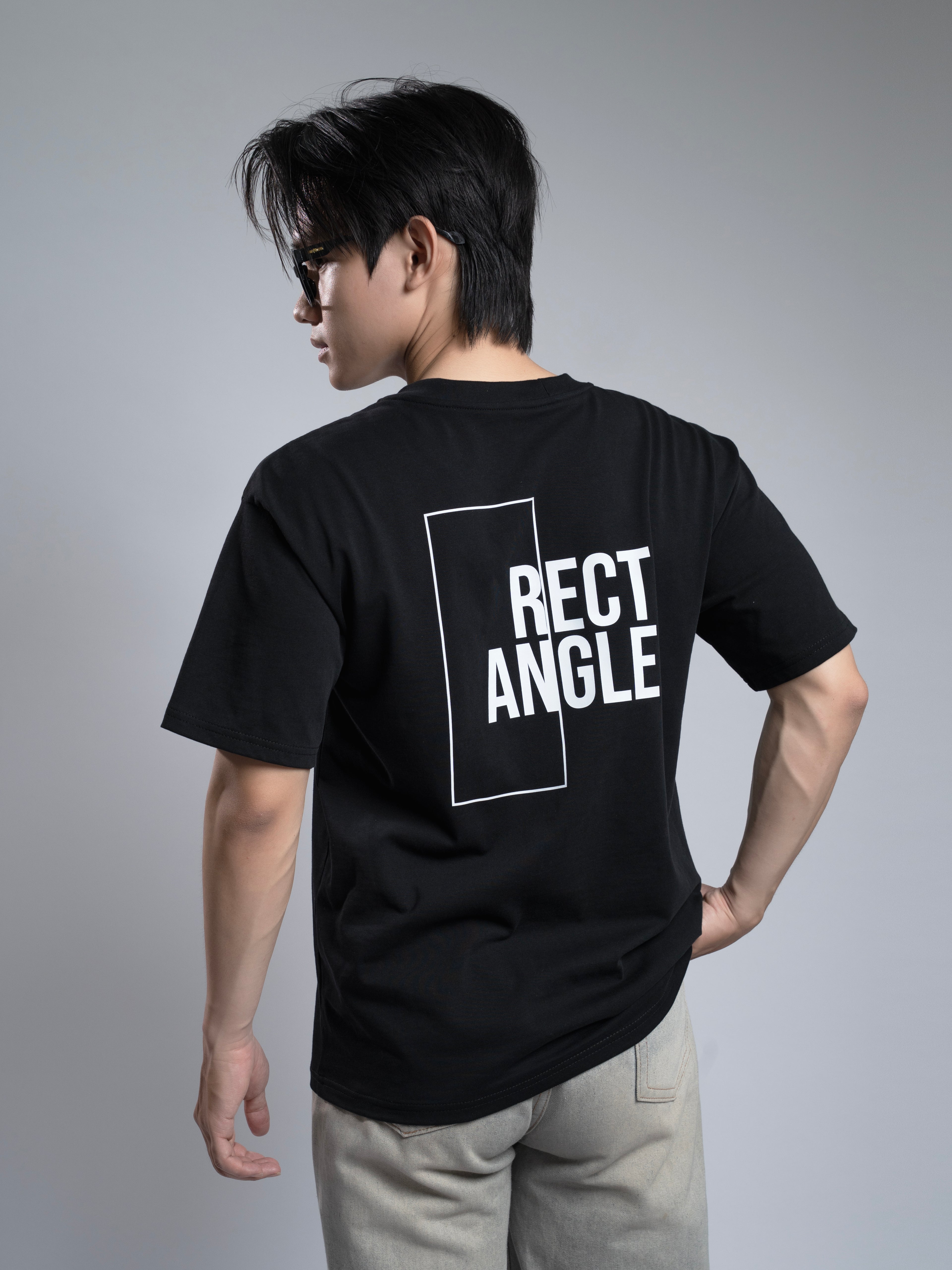 Áo Thun Nam Cotton Đen Rectangle