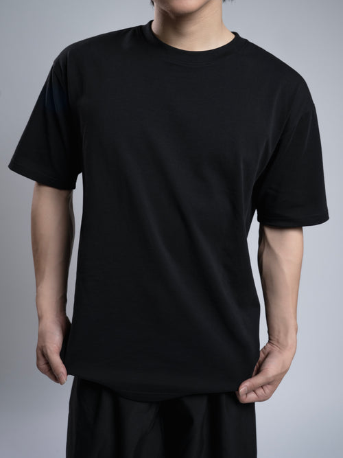 Áo Thun Nam Cotton Trơn Đen Regular Fit