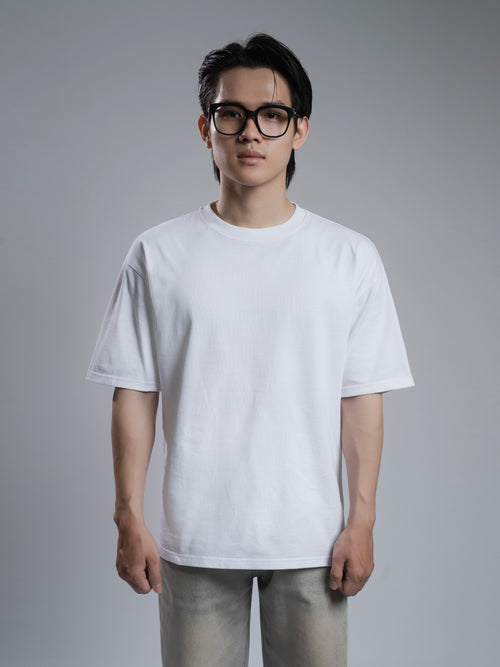 Áo Thun Nam Cotton Logo Minimalist Trắng
